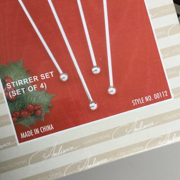 Metal Swizzle Sticks Set of 4 Christmas Cheer Set NIB - Picture 3 of 4